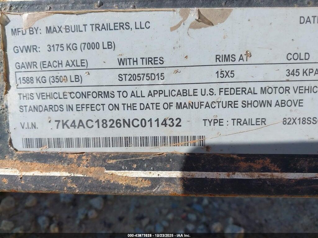 7K4AC1826NC011432 2022 MAX BUILT TRAILERS 82X18SSCH photo no. 9