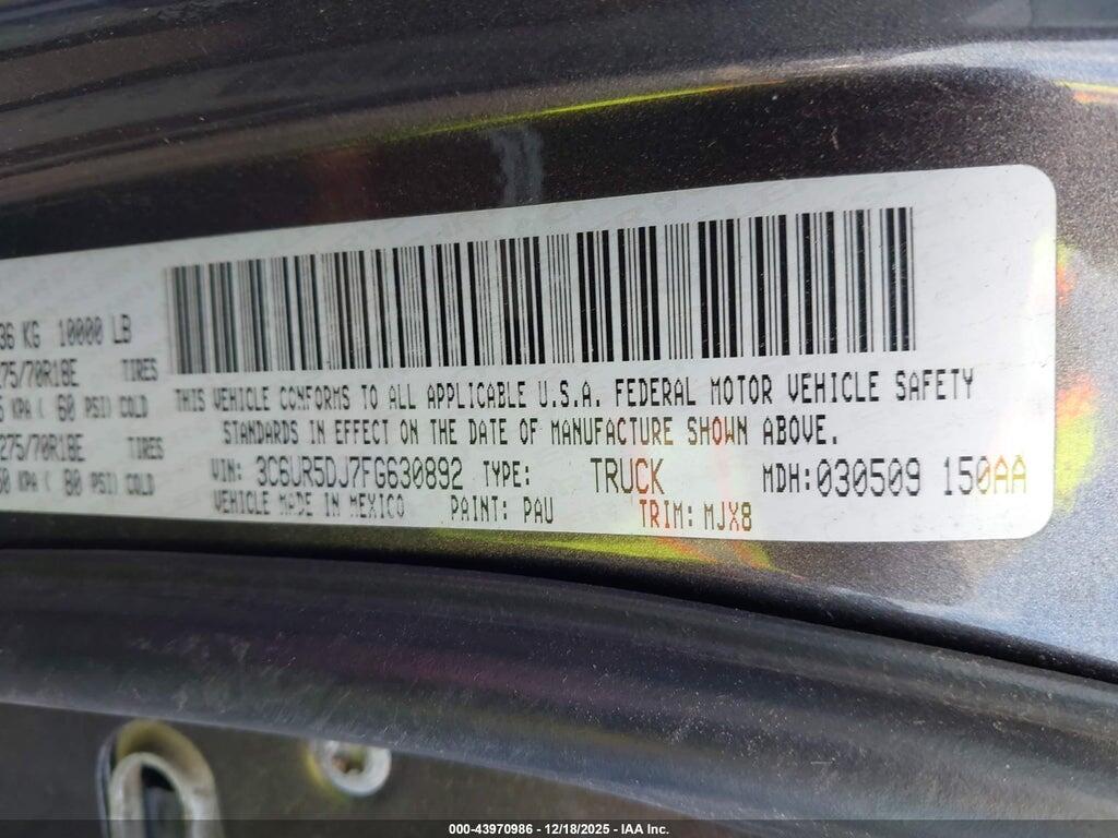 3C6UR5DJ7FG630892 2015 RAM 2500 photo no. 9