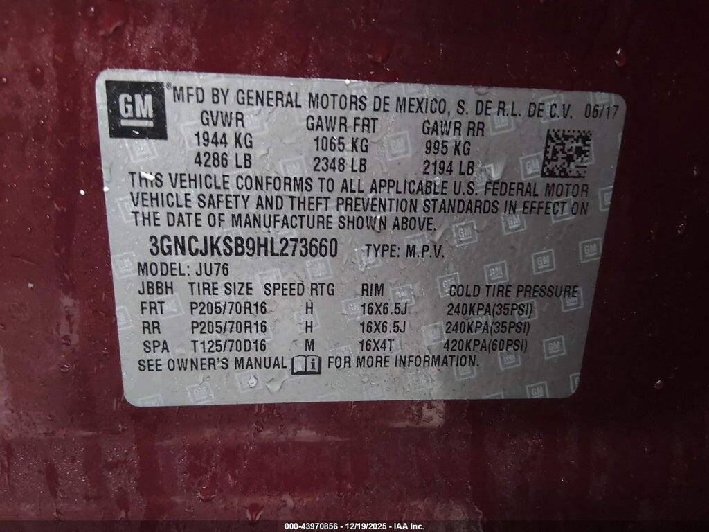 3GNCJKSB9HL273660 2017 CHEVROLET TRAX photo no. 9