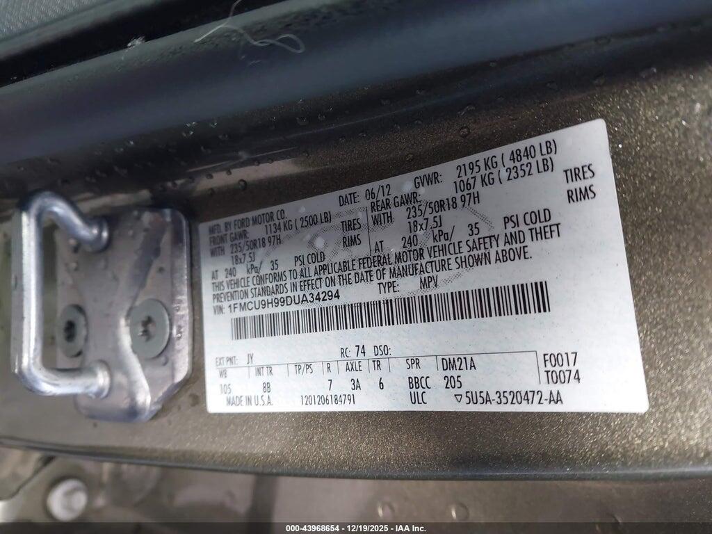 1FMCU9H99DUA34294 2013 FORD ESCAPE photo no. 9