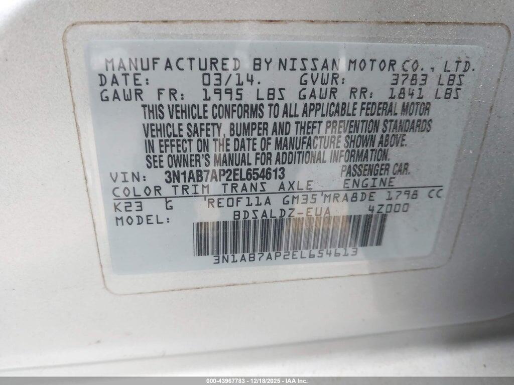 3N1AB7AP2EL654613 2014 NISSAN SENTRA photo no. 9
