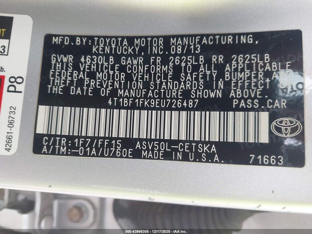 4T1BF1FK9EU726487 2014 TOYOTA CAMRY photo no. 9
