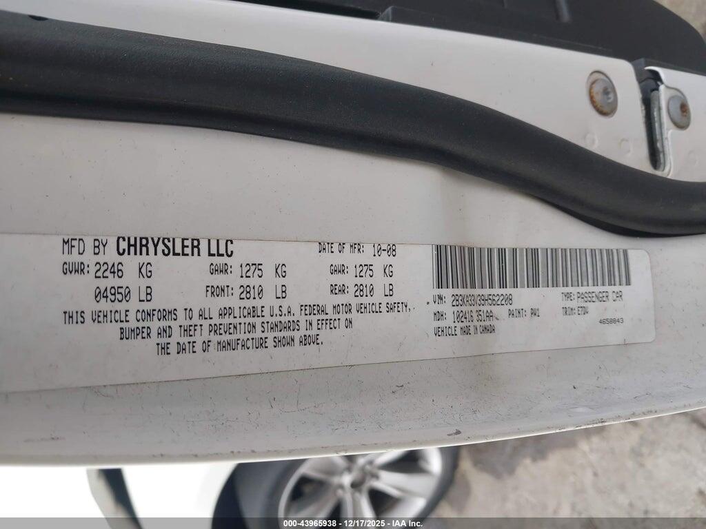 2B3KA33V39H562208 2009 DODGE CHARGER photo no. 9