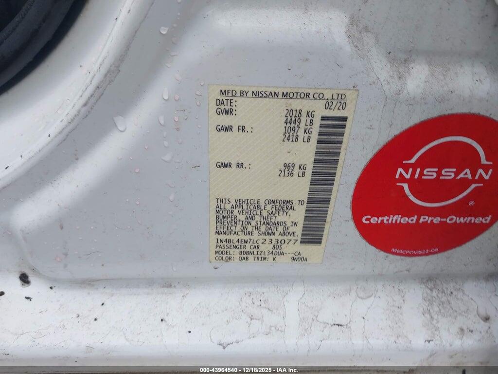1N4BL4EW7LC233077 2020 NISSAN ALTIMA photo no. 9