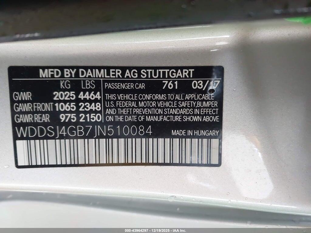 WDDSJ4GB7JN510084 2018 MERCEDES-BENZ CLA 250 photo no. 9
