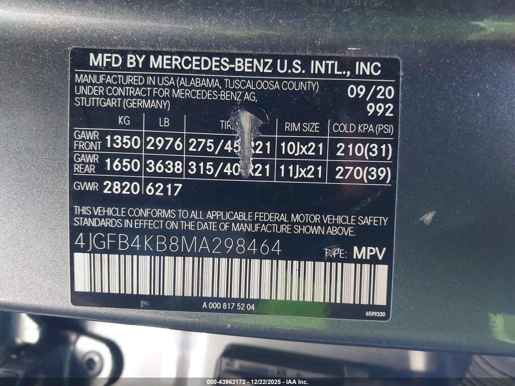 4JGFB4KB8MA298464 2021 MERCEDES-BENZ GLE 350 photo no. 9