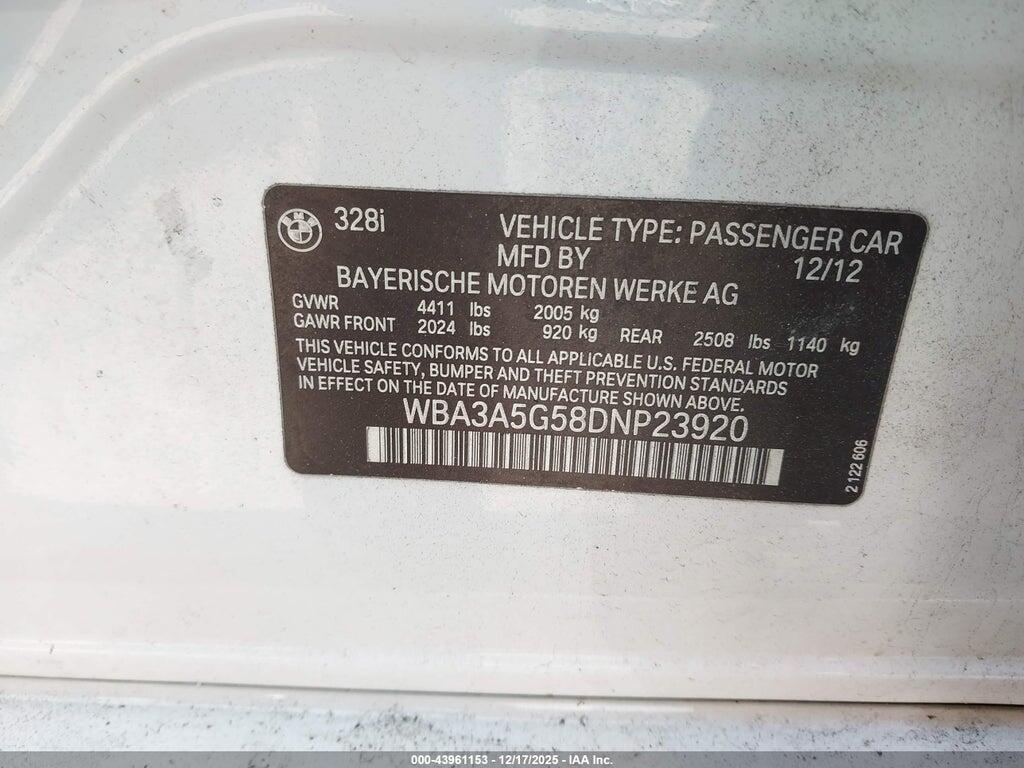 WBA3A5G58DNP23920 2013 BMW 328I photo no. 9