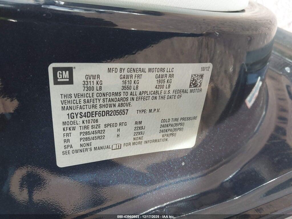 1GYS4DEF6DR205657 2013 CADILLAC ESCALADE photo no. 9