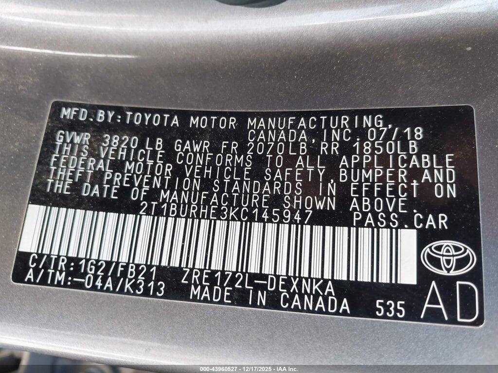 2T1BURHE3KC145947 2019 TOYOTA COROLLA photo no. 9