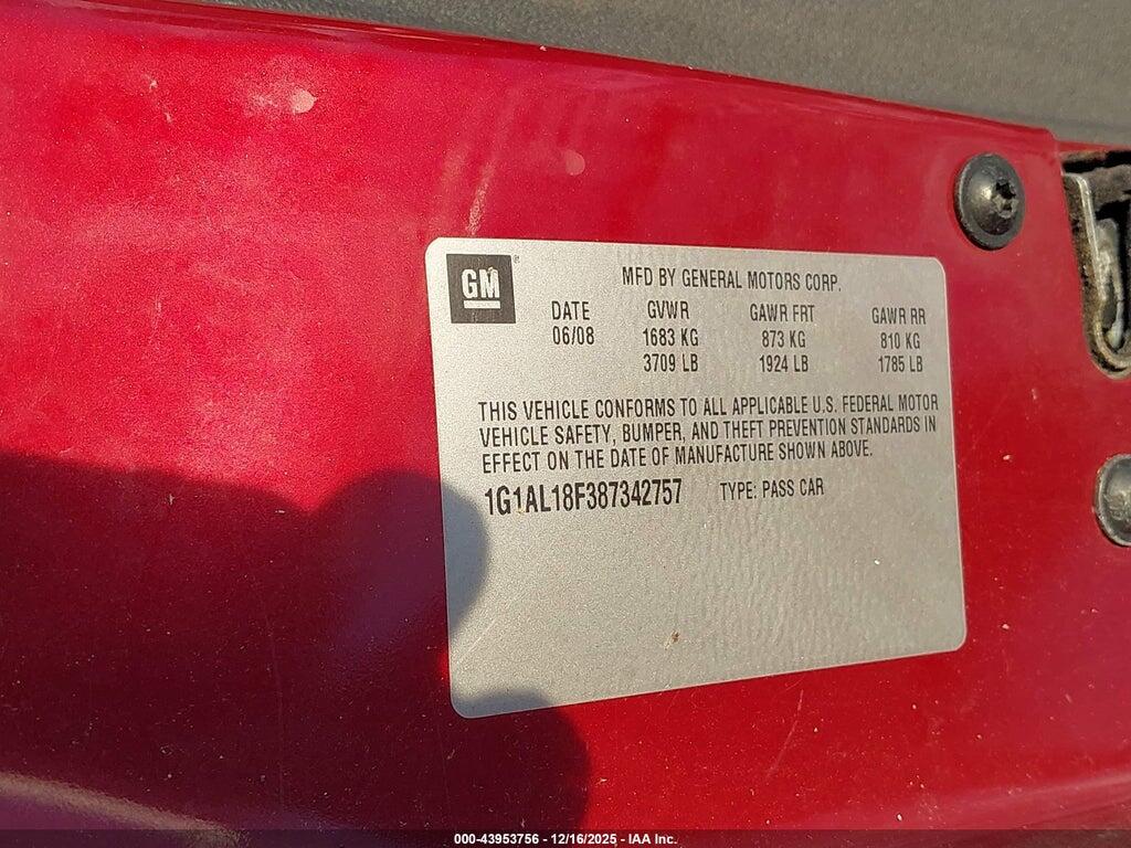 1G1AL18F387342757 2008 CHEVROLET COBALT photo no. 9