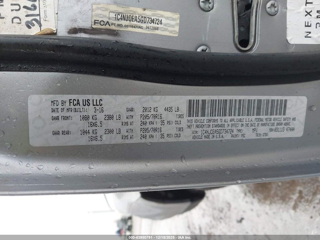 1C4NJCEA5GD734724 2016 JEEP COMPASS photo no. 9