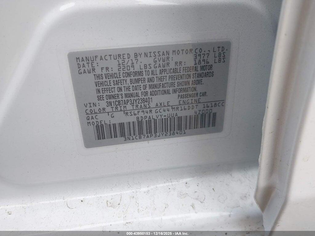 3N1CB7AP3JY238401 2018 NISSAN SENTRA photo no. 9