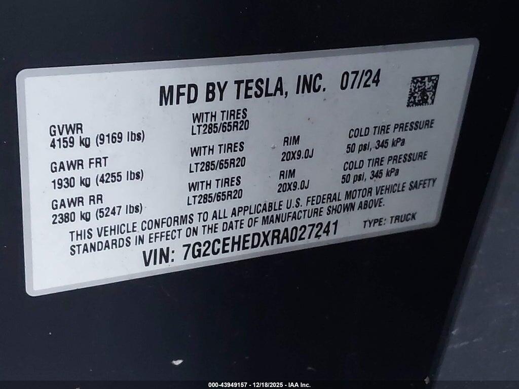 7G2CEHEDXRA027241 2024 TESLA CYBERTRUCK photo no. 9