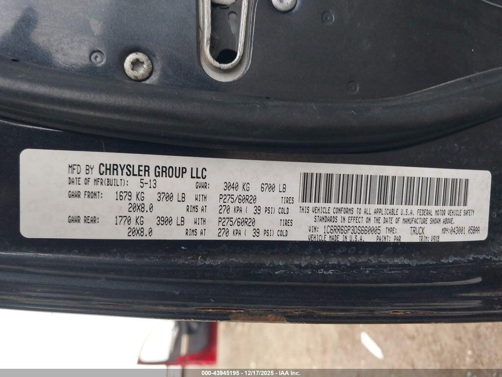 1C6RR6GP3DS660005 2013 RAM 1500 photo no. 9