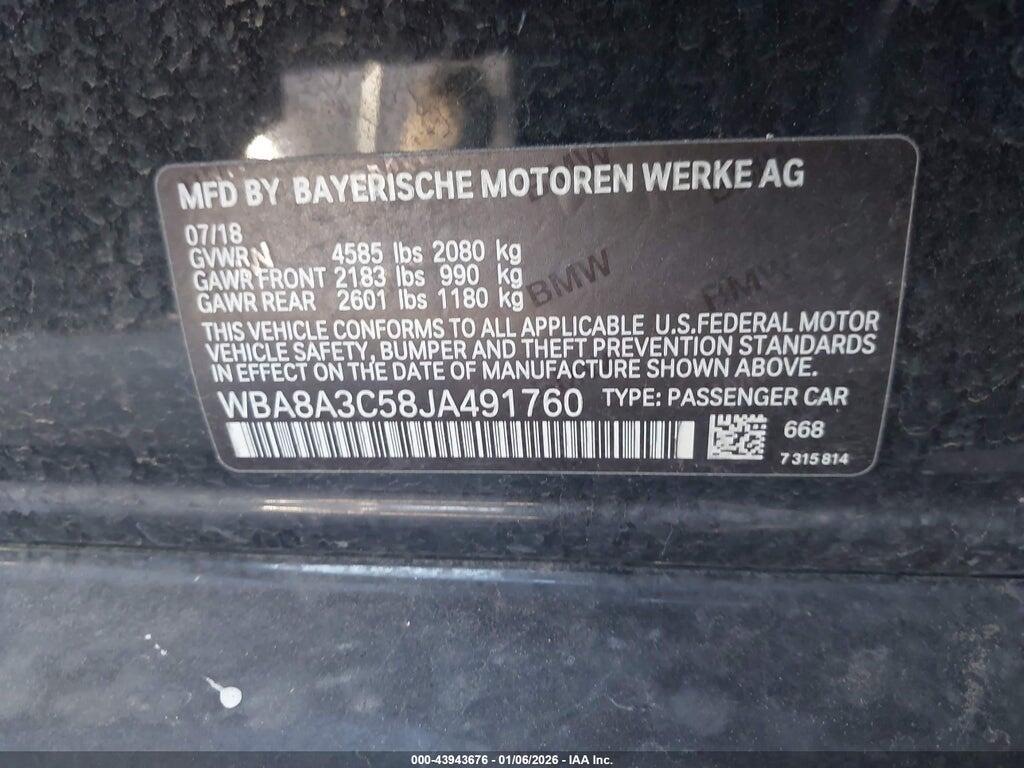 WBA8A3C58JA491760 2018 BMW 320I photo no. 9