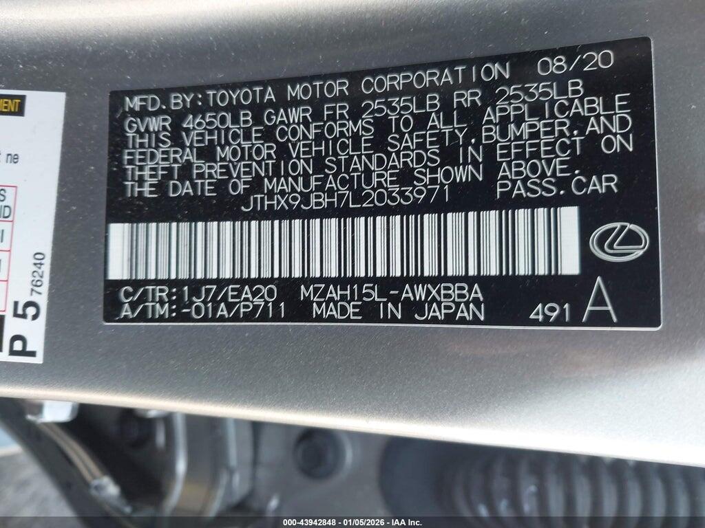 JTHX9JBH7L2033971 2020 LEXUS UX 250H photo no. 9