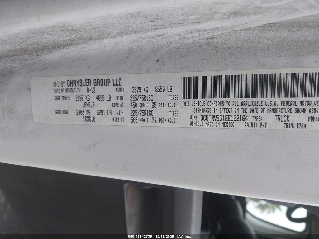 3C6TRVBG1EE102164 2014 RAM PROMASTER 1500 photo no. 9