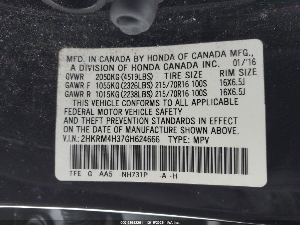 2HKRM4H37GH624666 2016 HONDA CR-V photo no. 9