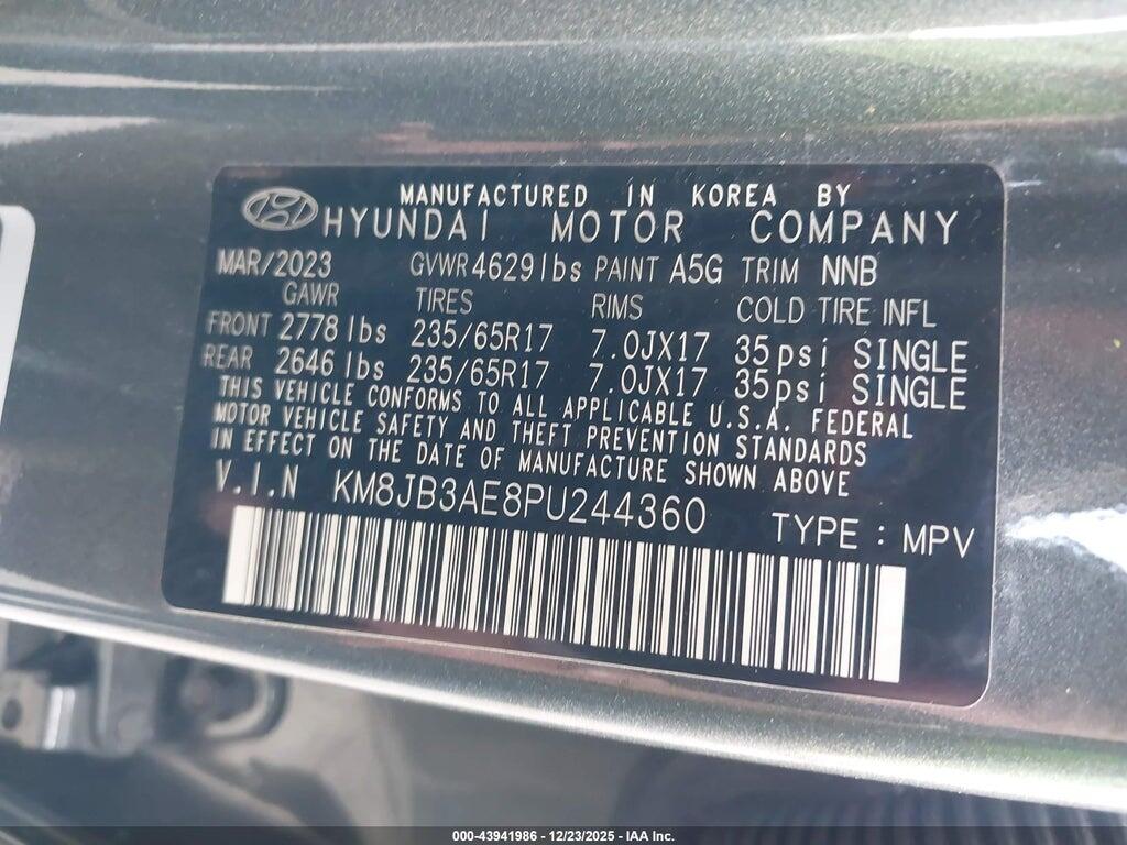 KM8JB3AE8PU244360 2023 HYUNDAI TUCSON photo no. 9