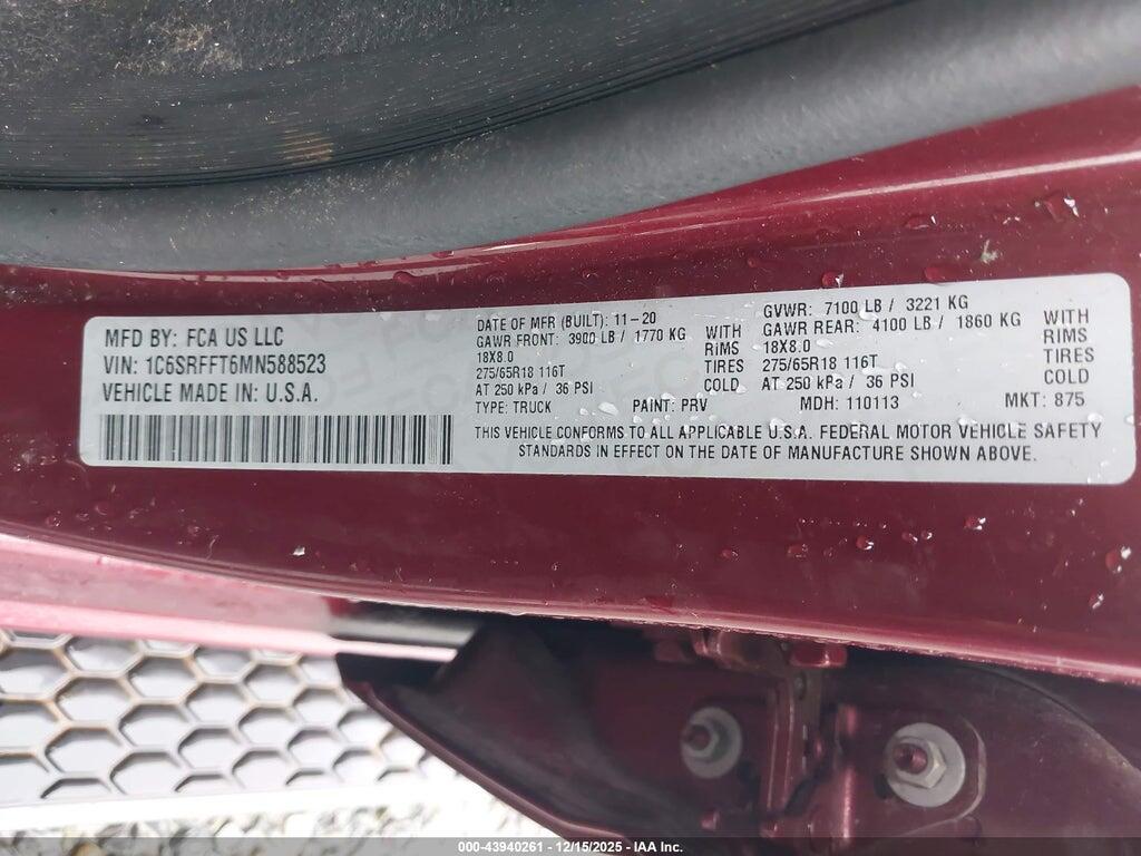 1C6SRFFT6MN588523 2021 RAM 1500 photo no. 9