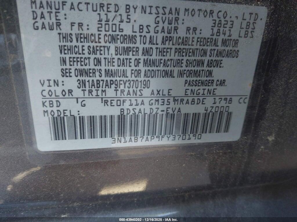 3N1AB7AP9FY370190 2015 NISSAN SENTRA photo no. 9