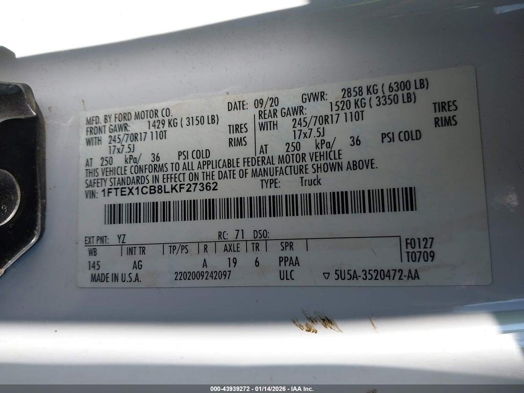 1FTEX1CB8LKF27362 2020 FORD F-150 photo no. 9