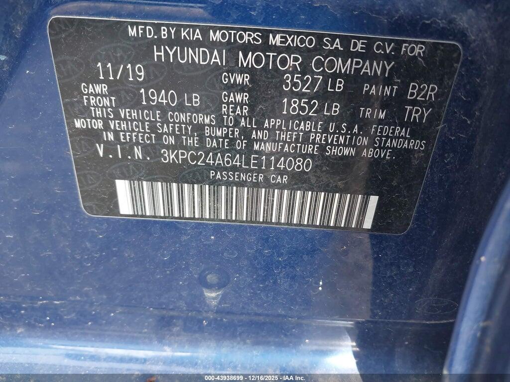 3KPC24A64LE114080 2020 HYUNDAI ACCENT photo no. 9