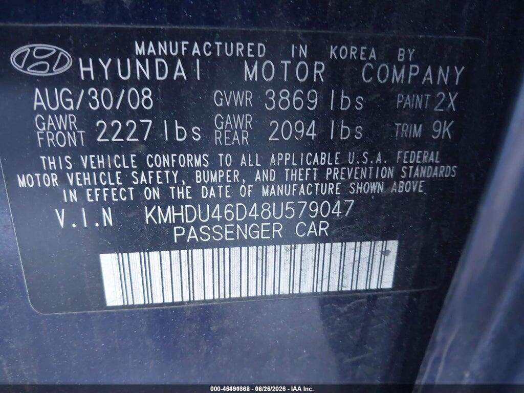 KMHDU46D48U579047 2008 HYUNDAI ELANTRA photo no. 9
