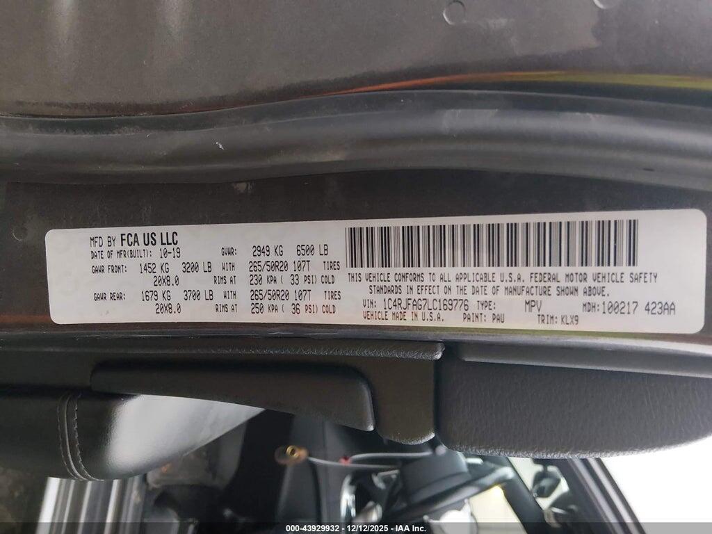 1C4RJFAG7LC169776 2020 JEEP GRAND CHEROKEE photo no. 9