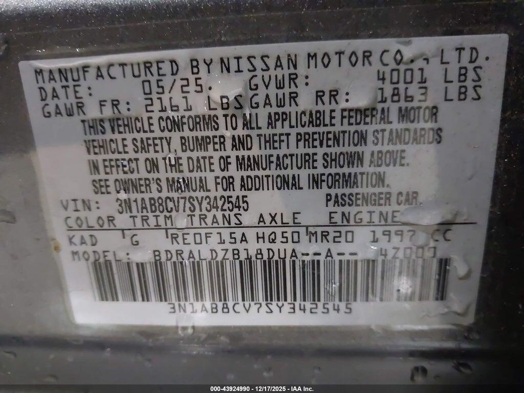 3N1AB8CV7SY342545 2025 NISSAN SENTRA photo no. 9
