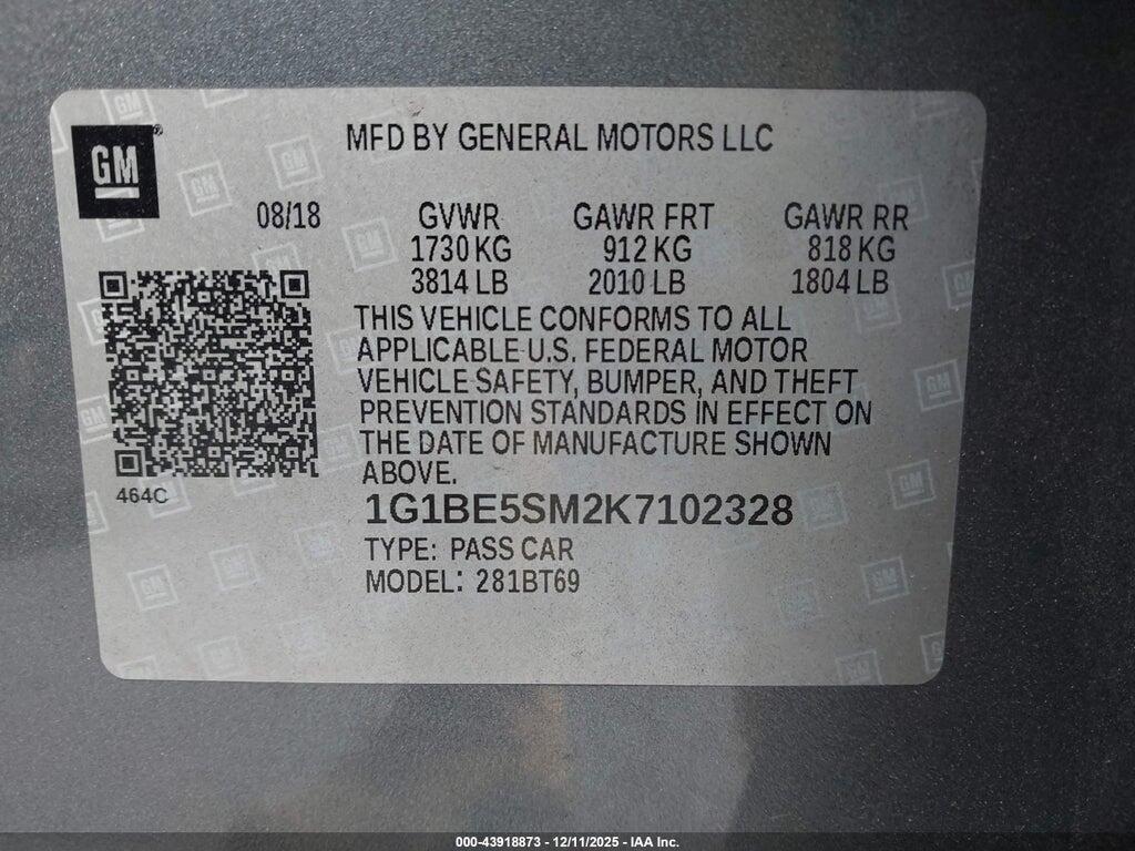 1G1BE5SM2K7102328 2019 CHEVROLET CRUZE photo no. 9