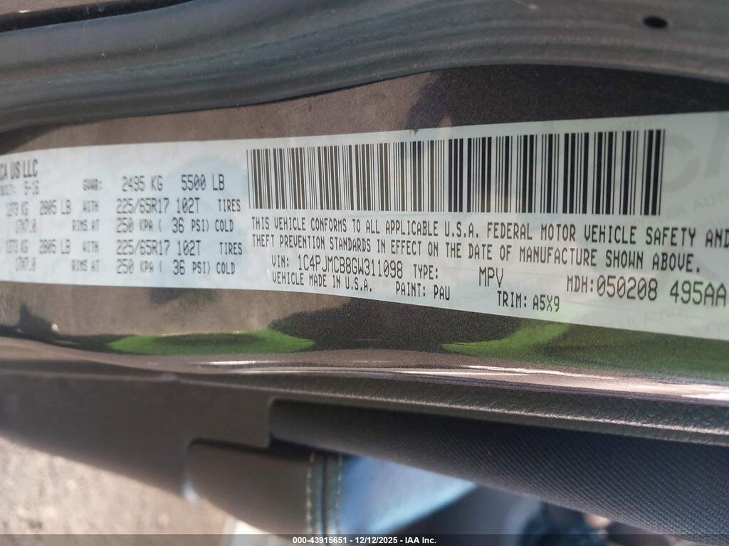 1C4PJMCB8GW311098 2016 JEEP CHEROKEE photo no. 9