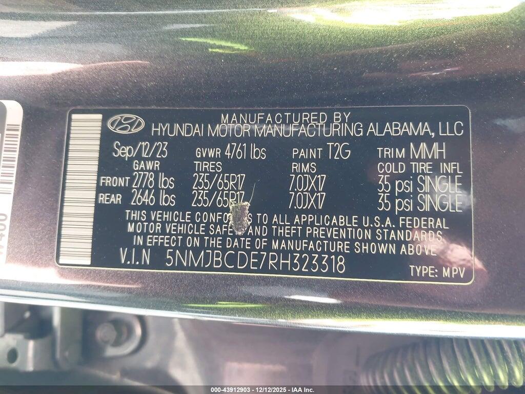 5NMJBCDE7RH323318 2024 HYUNDAI TUCSON photo no. 9