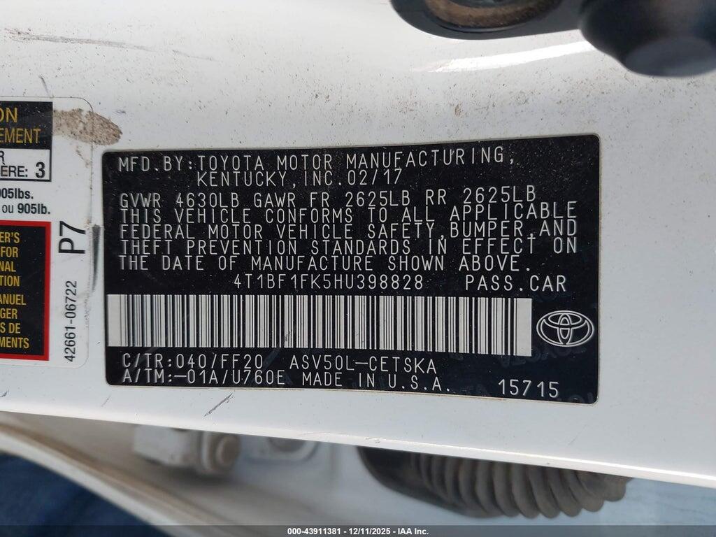 4T1BF1FK5HU398828 2017 TOYOTA CAMRY photo no. 9