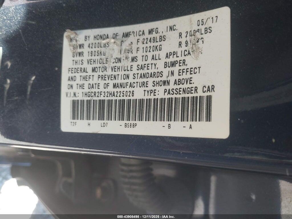 1HGCR2F32HA225026 2017 HONDA ACCORD photo no. 9