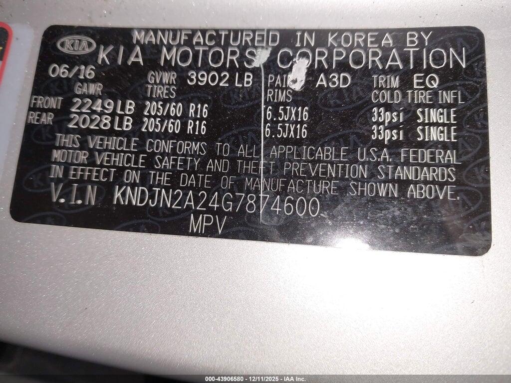KNDJN2A24G7874600 2016 KIA SOUL photo no. 9