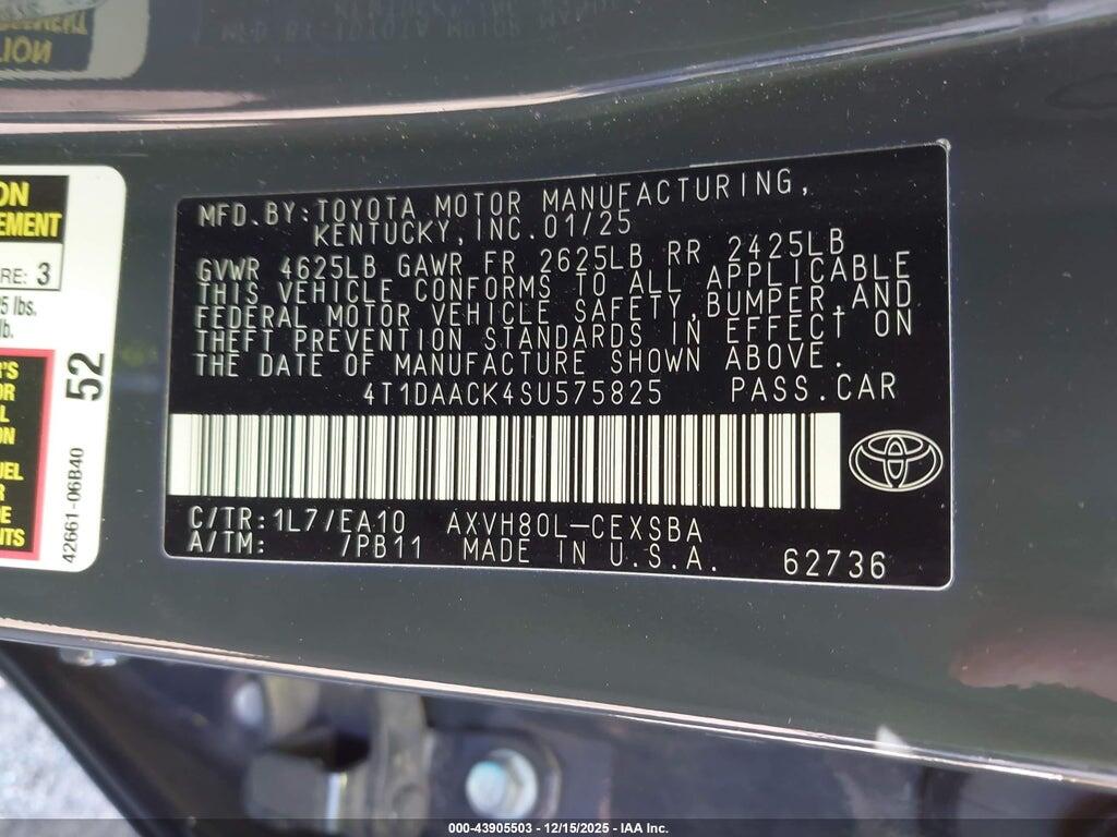 4T1DAACK4SU575825 2025 TOYOTA CAMRY photo no. 9