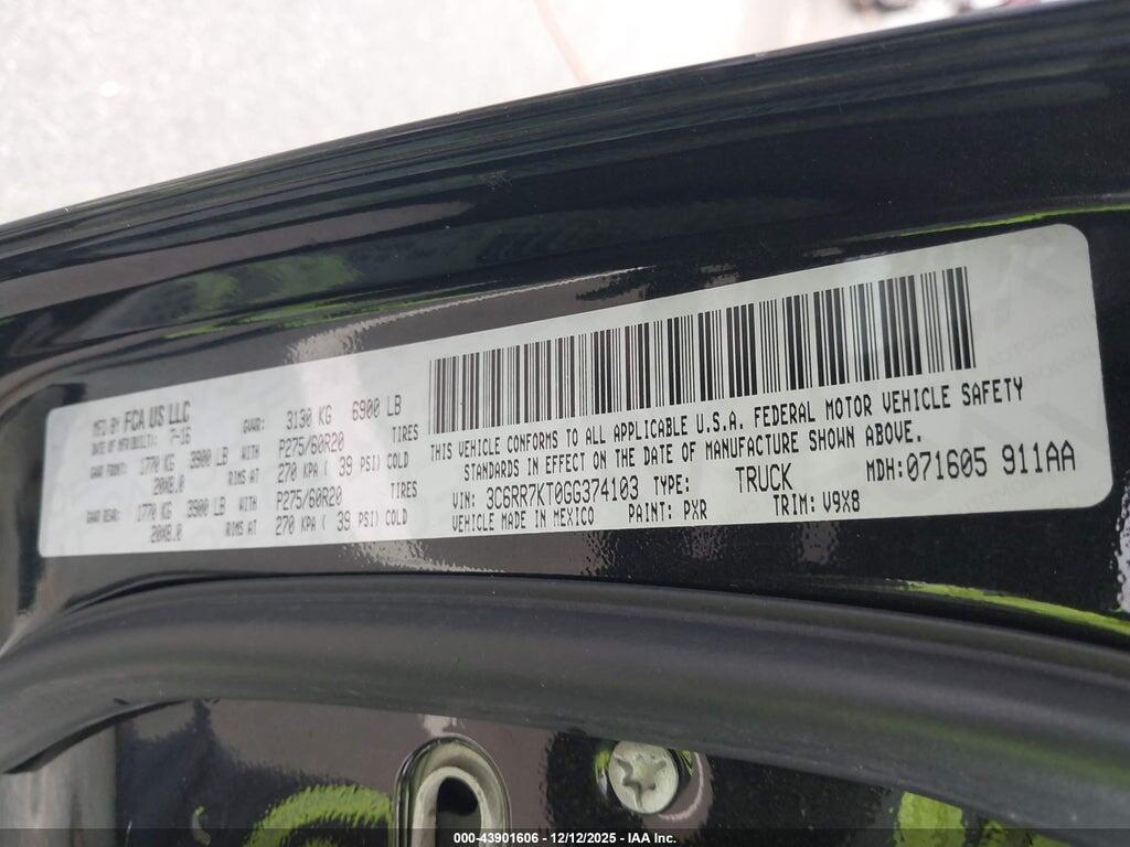 3C6RR7KT0GG374103 2016 RAM 1500 photo no. 9