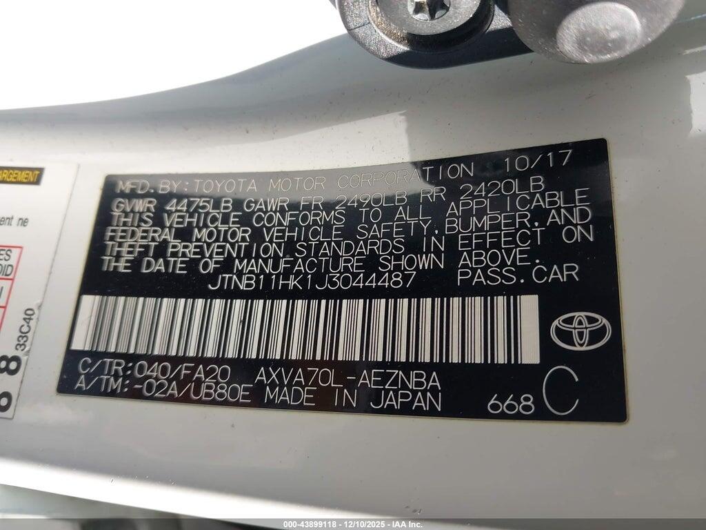 JTNB11HK1J3044487 2018 TOYOTA CAMRY photo no. 9