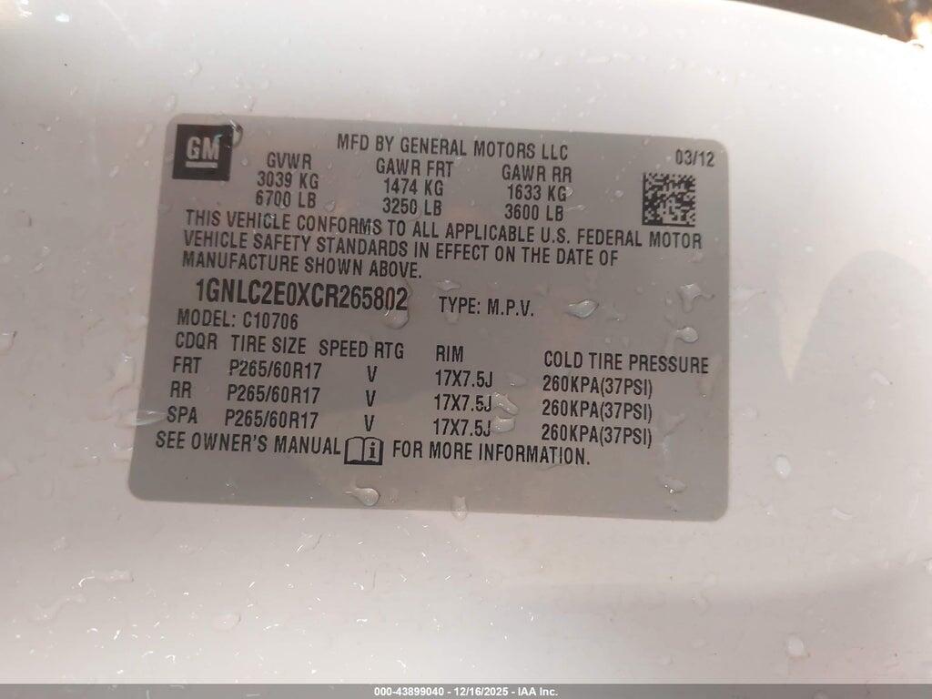 1GNLC2E0XCR265802 2012 CHEVROLET TAHOE photo no. 9