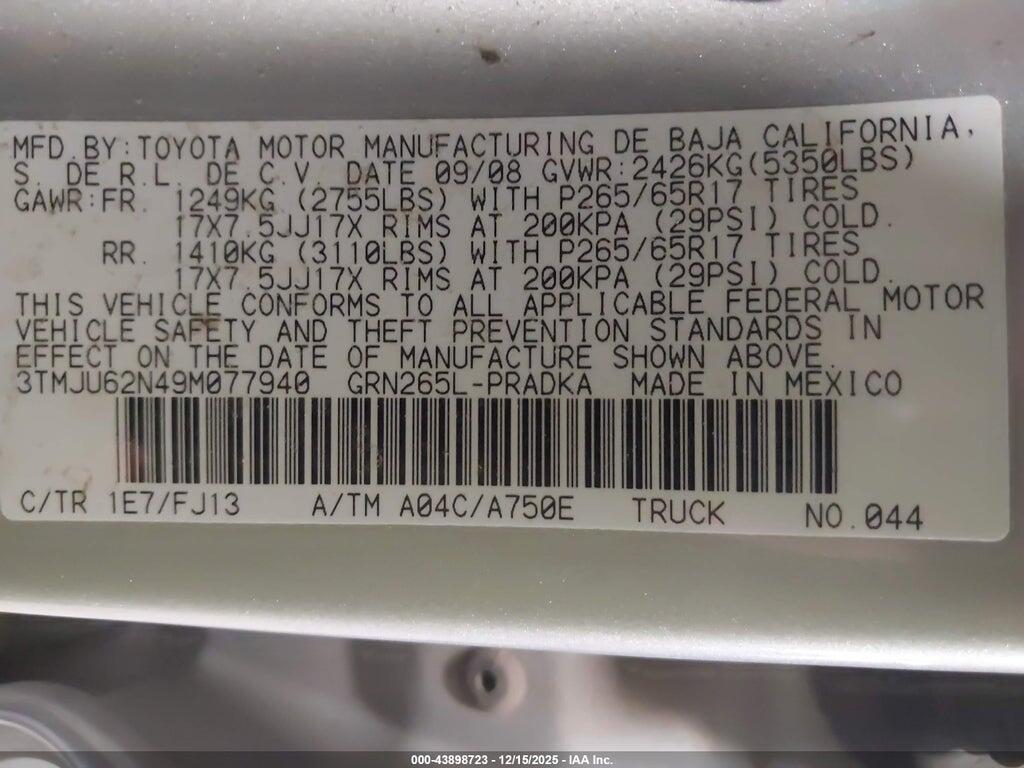 3TMJU62N49M077940 2009 TOYOTA TACOMA photo no. 9