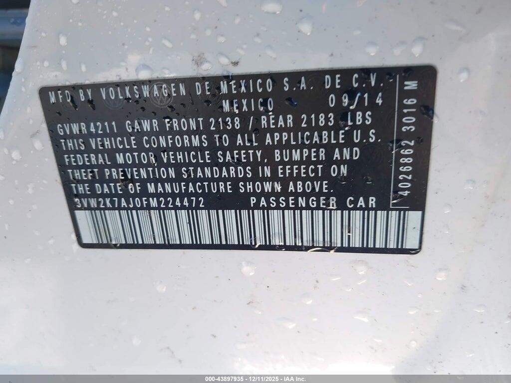 3VW2K7AJ0FM224472 2015 VOLKSWAGEN JETTA photo no. 9