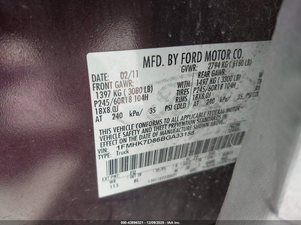 1FMHK7D86BGA33158 2011 FORD EXPLORER photo no. 9
