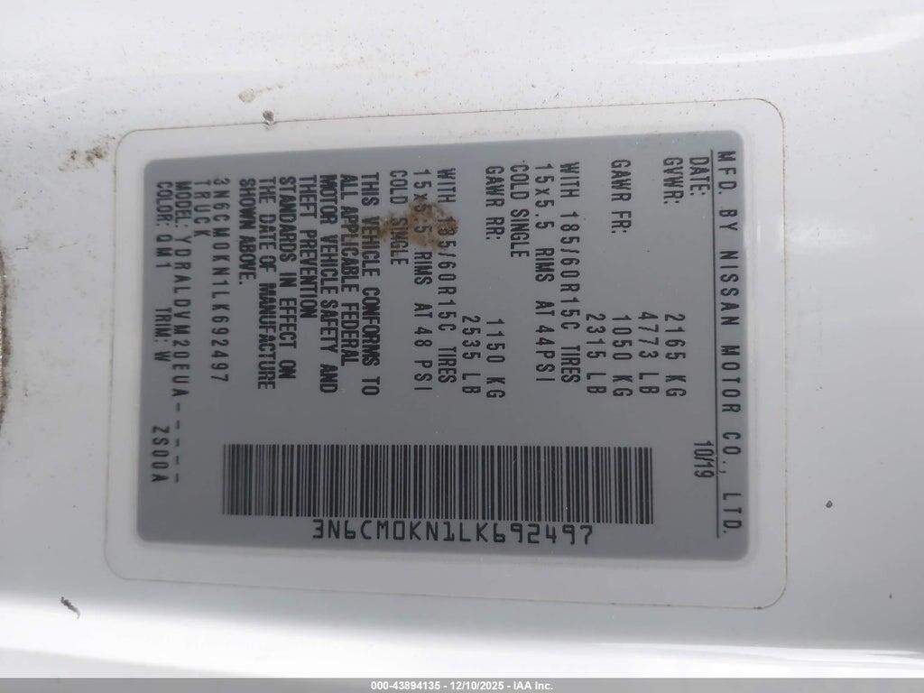 3N6CM0KN1LK692497 2020 NISSAN NV200  CARGO photo no. 9