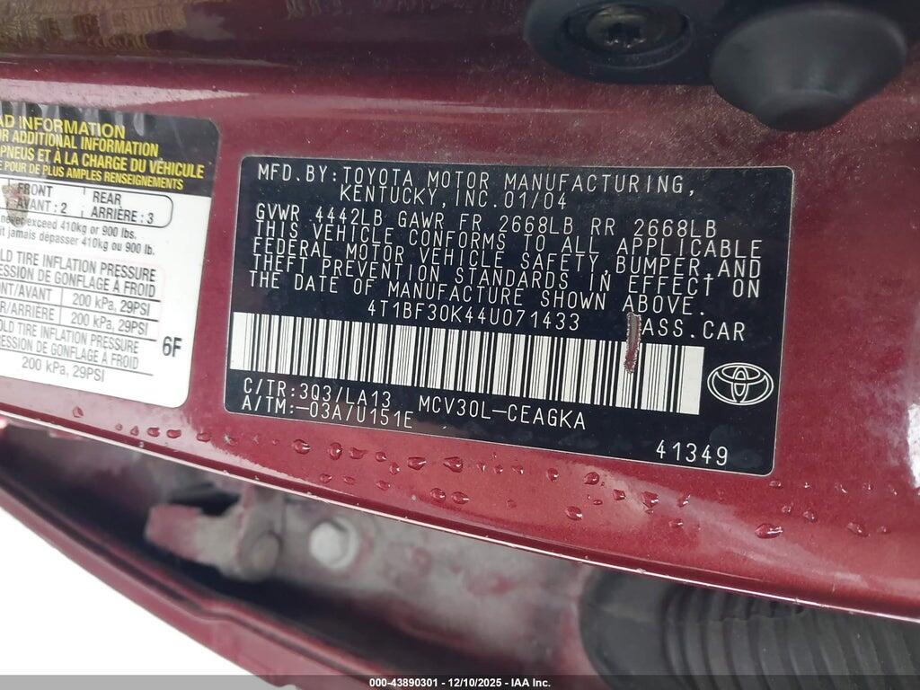 4T1BF30K44U071433 2004 TOYOTA CAMRY photo no. 9