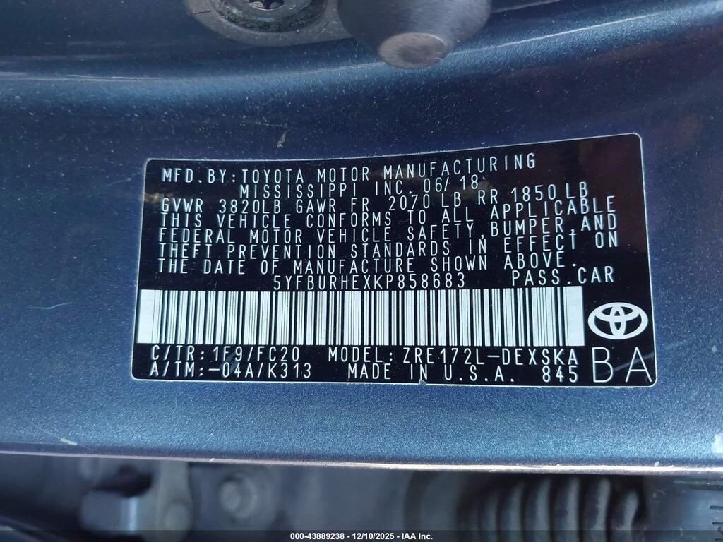 5YFBURHEXKP858683 2019 TOYOTA COROLLA photo no. 9