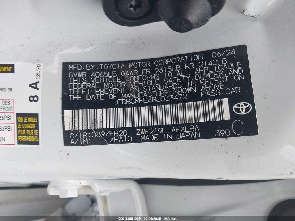 JTDBCMFE4RJ033472 2024 TOYOTA COROLLA photo no. 9