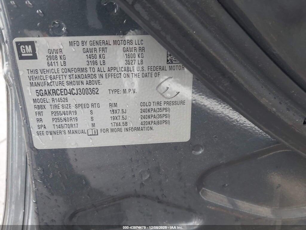 5GAKRCED4CJ300362 2012 BUICK ENCLAVE photo no. 9