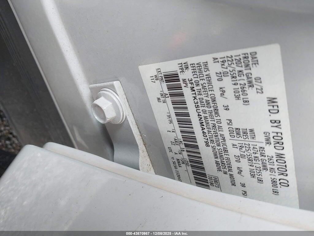 3FMTK3SU4NMA40798 2022 FORD MUSTANG MACH-E photo no. 9