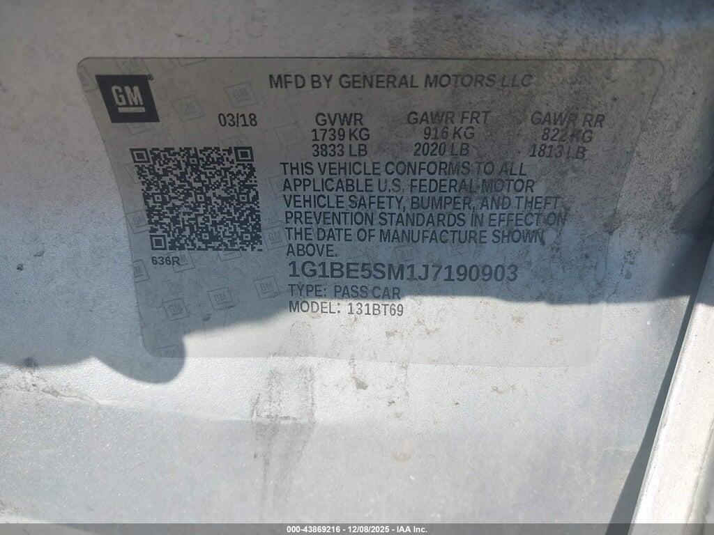 1G1BE5SM1J7190903 2018 CHEVROLET CRUZE photo no. 9